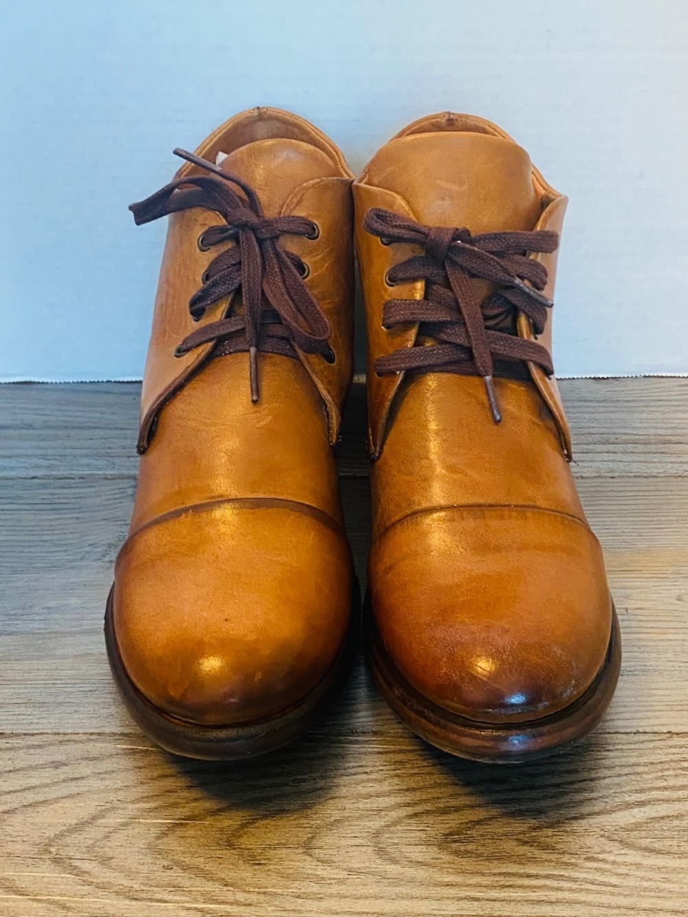 Sutro Womens Footwear Tan Leather Heeled Lace Up Cap Toe Oxford  Boots, 10.